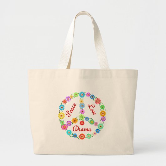 Peace Love Drama Grote Tote Bag (Voorkant)