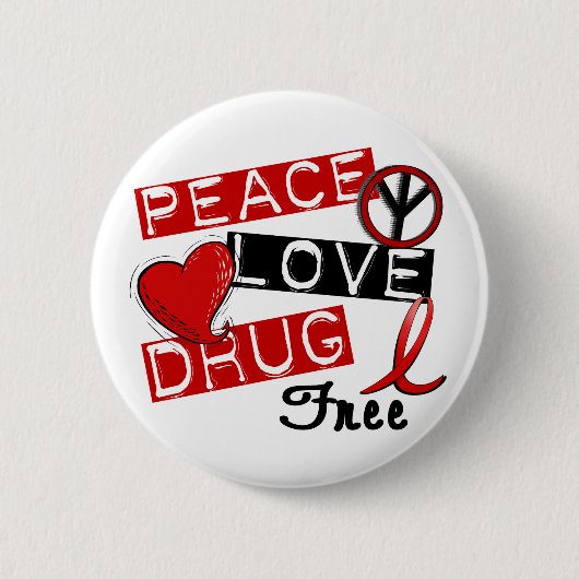 Peace Love Drug Free Ronde Button 5,7 Cm (Voorkant)