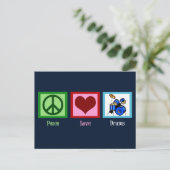 Peace Love Drums Cool Drum Set Band Briefkaart (Staand voorkant)