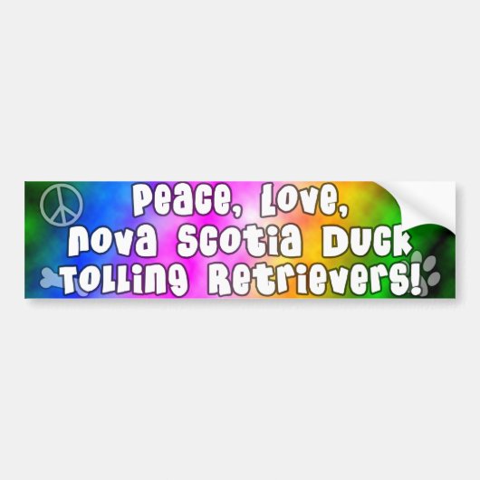 Peace Love Duck Tollers Bumpersticker (Voorkant)