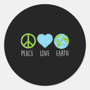 Peace Love Earth Cool Hippie Hippy Environmentalis Ronde Sticker