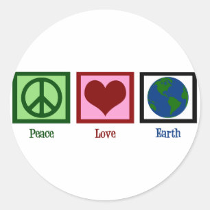 Peace Love Earth Ronde Sticker