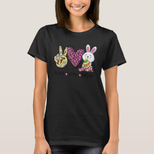 Peace Love Easter Leopard Bunny Egg Basket T-shirt