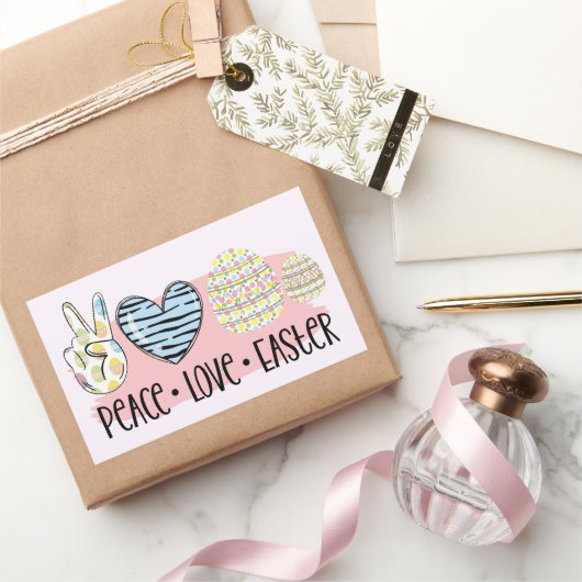 Peace Love Easter Rechthoekige Sticker (Geschenken)