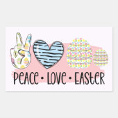 Peace Love Easter Rechthoekige Sticker (Voorkant)