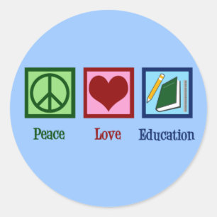 Peace Love Education Ronde Sticker