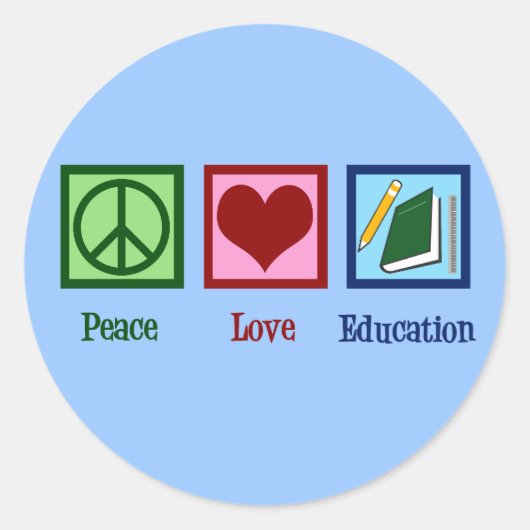 Peace Love Education Ronde Sticker (Voorkant)