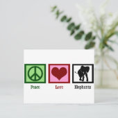 Peace Love Elephants Briefkaart (Staand voorkant)