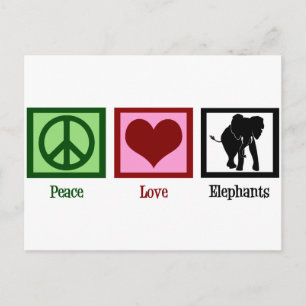 Peace Love Elephants Briefkaart