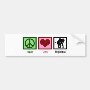 Peace Love Elephants Bumpersticker