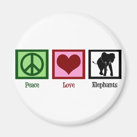 Peace Love Elephants Magneet (Voorkant)