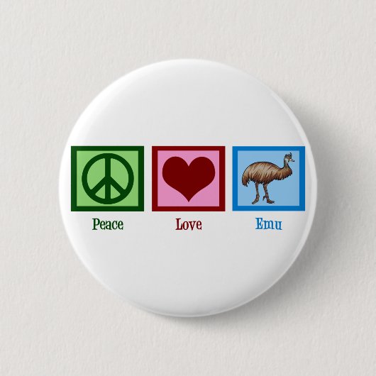 Peace Love Emu Ronde Button 5,7 Cm (Voorkant)