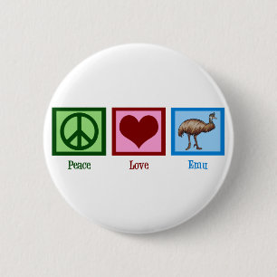 Peace Love Emu Ronde Button 5,7 Cm