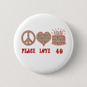 Peace Love en 40 Ronde Button 5,7 Cm