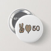 Peace Love en 50 Ronde Button 5,7 Cm (Voorkant /achterkant)