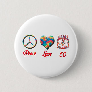 Peace Love en 50 Ronde Button 5,7 Cm