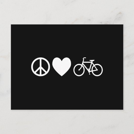 Peace Love en Bicycles Briefkaart (Voorkant)