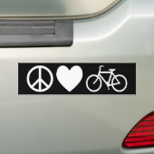 Peace Love en Bicycles Bumpersticker (Op auto)