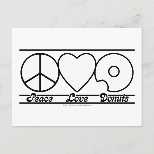 Peace Love en Donuts Briefkaart (Voorkant)