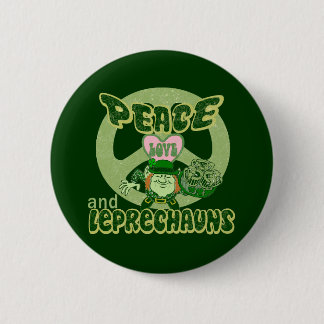 Peace Love en Leprechauns Ronde Button 5,7 Cm