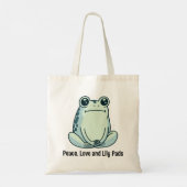 Peace Love en Lily Pads Zen Frog Tote Bag (Achterkant)