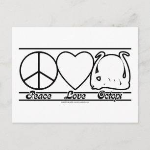 Peace Love en Octopi Briefkaart