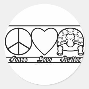Peace Love en Turtles Ronde Sticker