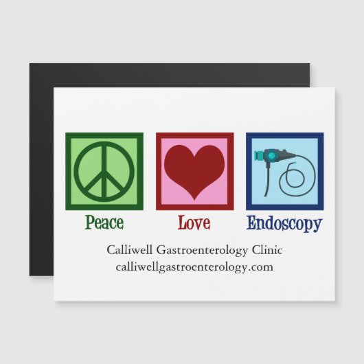 Peace Love Endoscopy Custom Clinic Magnet Card (Devant / Derrière)
