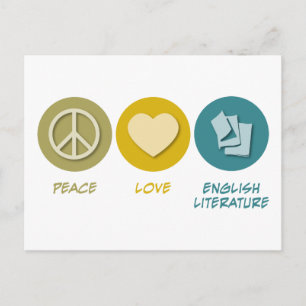 Peace Love English literature Briefkaart
