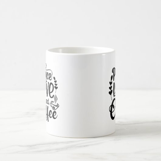 Peace Love Et Coffee Typography Mug (Centre)