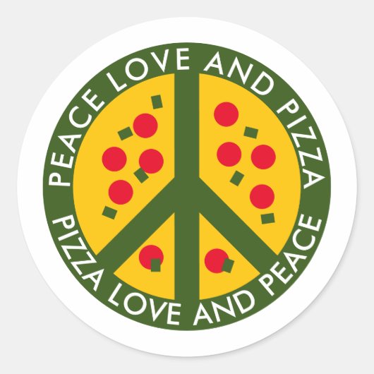 Peace Love et Pizza amusant autocollants sur mesur (Devant)