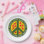 Peace love et pizza drôle jetable assiettes de fêt (Fête)