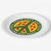 Peace love et pizza drôle jetable assiettes de fêt (Angle)