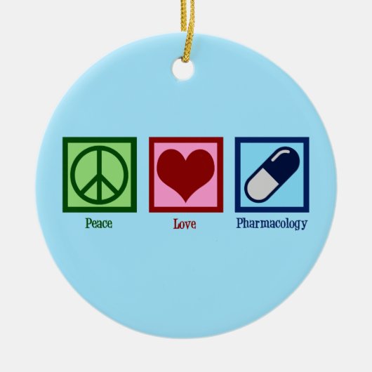 Peace Love Farmocology Keramisch Ornament (Voorkant)