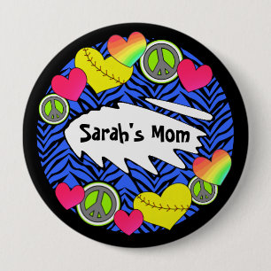 Peace Love Fastpitch Flair-Buttonnen Ronde Button 4,0 Cm
