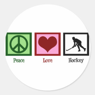 Peace Love Field Hockey Ronde Sticker