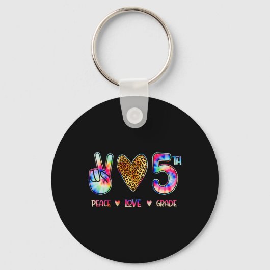 Peace Love Fifth Grade Squad Back To School Gift  Sleutelhanger (Voorkant)