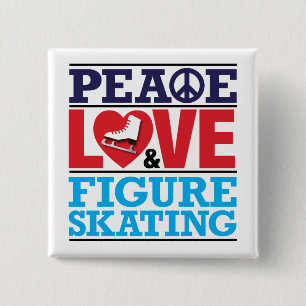 Peace Love Figuur Skating Button