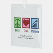 Peace Love Finance  Bank Kerst Glas Ornament (Voorkant links)