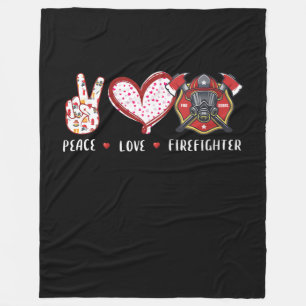 Peace Love Firefighter Lovers   Brandweergeschenke Fleece Deken