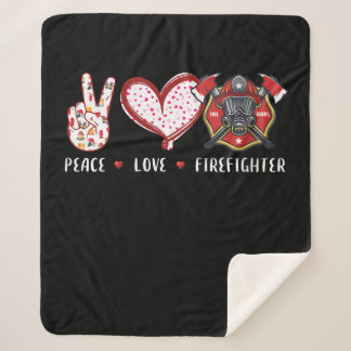 Peace Love Firefighter Lovers | Brandweergeschenke Sherpa Deken