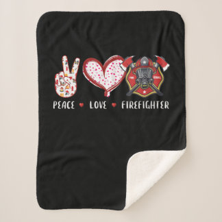 Peace Love Firefighter Lovers | Brandweergeschenke Sherpa Deken