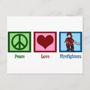 Peace Love Firefighters Briefkaart