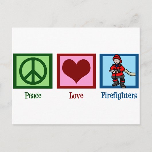 Peace Love Firefighters Briefkaart (Voorkant)