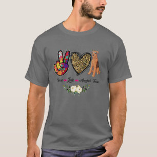 Peace Love Floral Airedale Terrier Mam Dog Mam Mot T-shirt