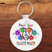 Peace Love Flower Power Sleutelhanger (Voorkant)