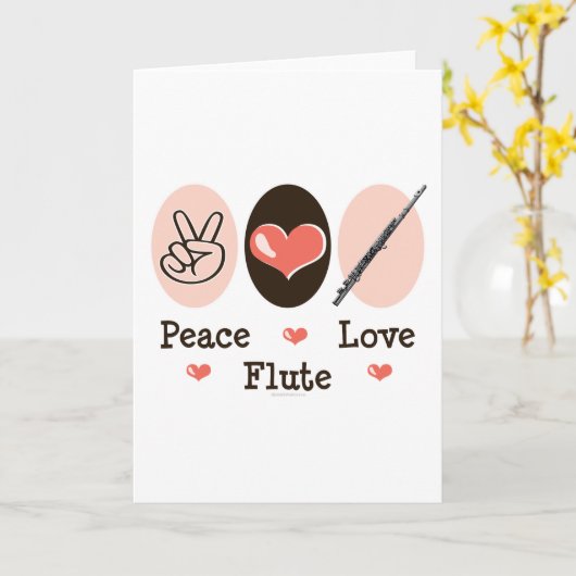 Peace Love Flute Greeting Card Kaart (Gele Bloem)