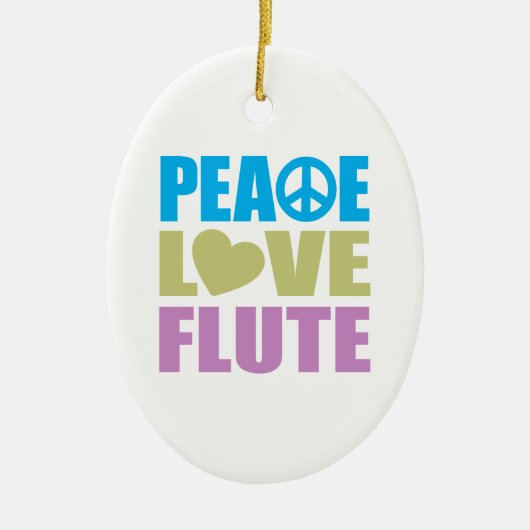 Peace Love Flute Keramisch Ornament (Voorkant)