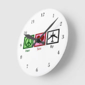 Peace Love Fly Ronde Klok (Hoek)