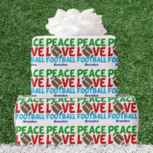Peace Love Football Aangepast kerstfeest Cadeaupapier